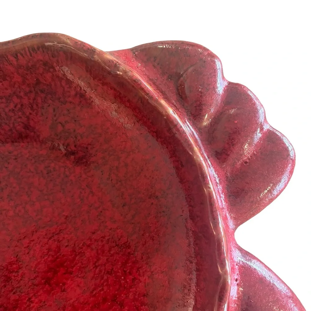 Red Ceramic Crab Shaped Serving Platter